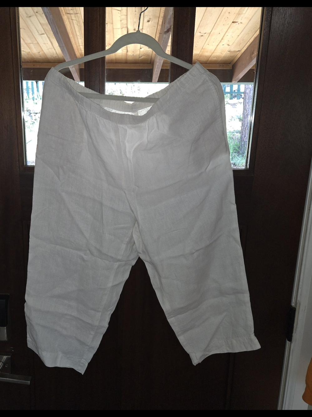 White Linen Blend Capri Pants – Women's Medium